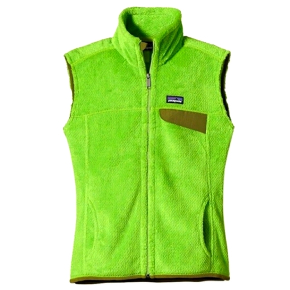 Patagonia Rare Re Tool Lime Green Full Zip Fleece Vest Small - Picture 1 of 6